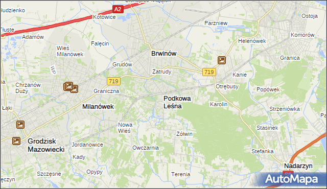 mapa Podkowa Leśna, Podkowa Leśna na mapie Targeo