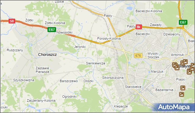 mapa Porosły, Porosły na mapie Targeo