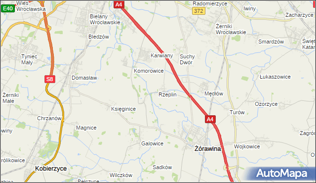 mapa Rzeplin gmina Żórawina, Rzeplin gmina Żórawina na mapie Targeo