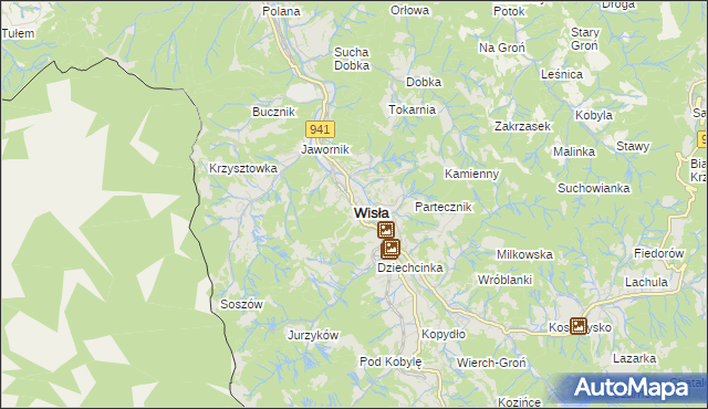 mapa Wisła, Wisła na mapie Targeo