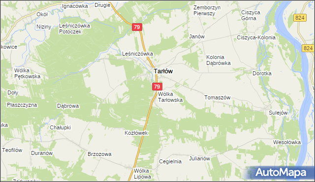 mapa Wólka Tarłowska, Wólka Tarłowska na mapie Targeo