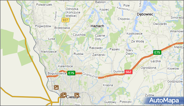 mapa Zamarski, Zamarski na mapie Targeo