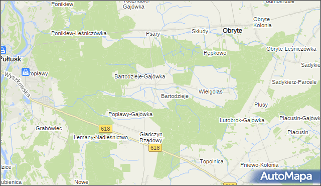 mapa Bartodzieje gmina Obryte, Bartodzieje gmina Obryte na mapie Targeo