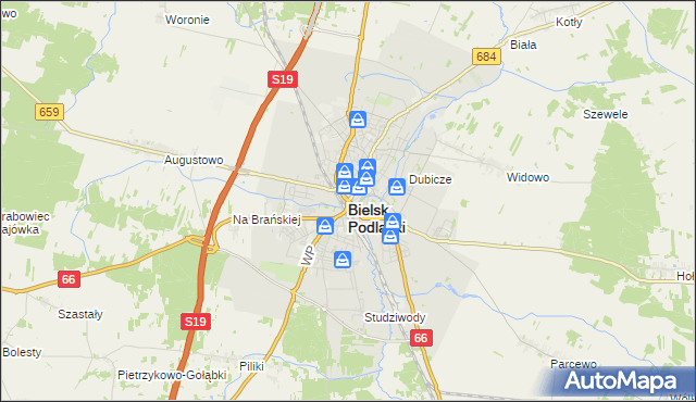 mapa Bielsk Podlaski, Bielsk Podlaski na mapie Targeo