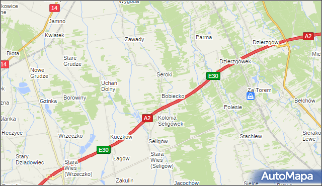 mapa Bobiecko, Bobiecko na mapie Targeo