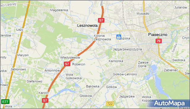 mapa Bobrowiec gmina Piaseczno, Bobrowiec gmina Piaseczno na mapie Targeo