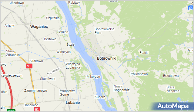 mapa Bobrowniki powiat lipnowski, Bobrowniki powiat lipnowski na mapie Targeo