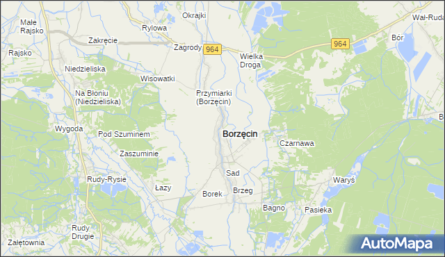 mapa Borzęcin powiat brzeski, Borzęcin powiat brzeski na mapie Targeo