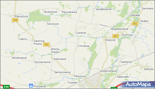 mapa Chmielów gmina Kostomłoty, Chmielów gmina Kostomłoty na mapie Targeo