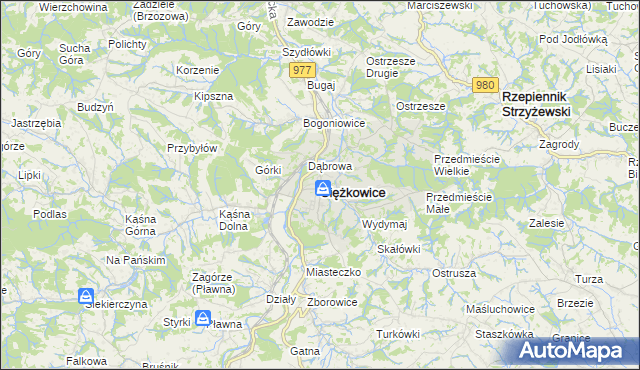 mapa Ciężkowice powiat tarnowski, Ciężkowice powiat tarnowski na mapie Targeo