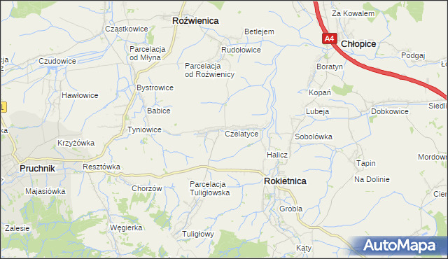 mapa Czelatyce, Czelatyce na mapie Targeo