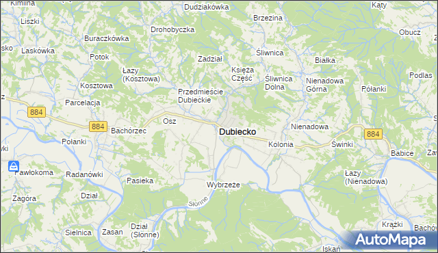 mapa Dubiecko, Dubiecko na mapie Targeo
