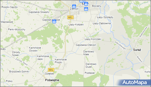 mapa Gąsówka-Oleksin, Gąsówka-Oleksin na mapie Targeo