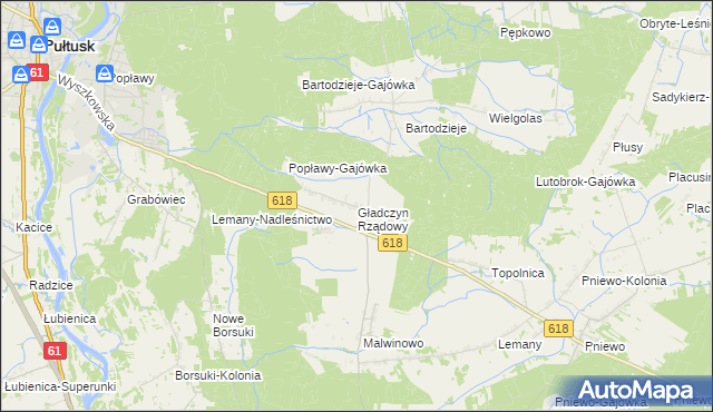 mapa Gładczyn Rządowy, Gładczyn Rządowy na mapie Targeo