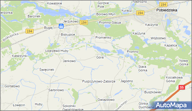 mapa Góra gmina Pobiedziska, Góra gmina Pobiedziska na mapie Targeo