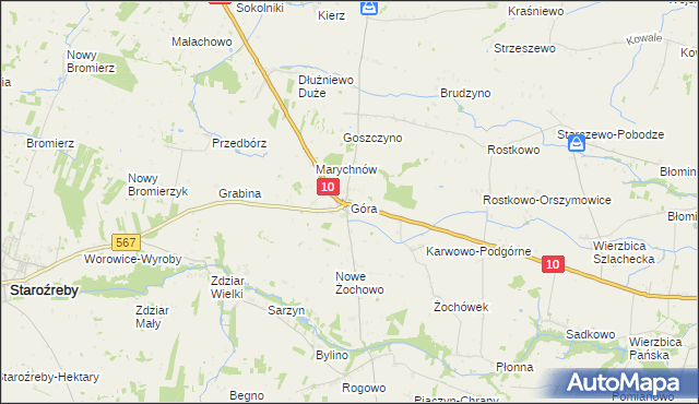 mapa Góra gmina Staroźreby, Góra gmina Staroźreby na mapie Targeo
