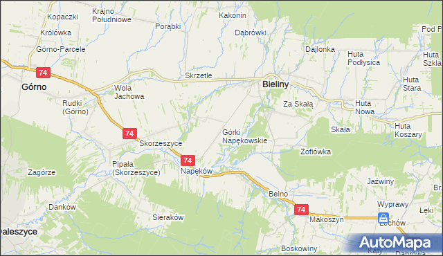 mapa Górki Napękowskie, Górki Napękowskie na mapie Targeo