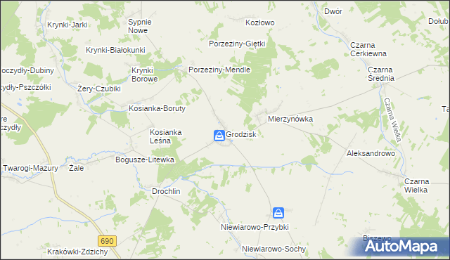 mapa Grodzisk powiat siemiatycki, Grodzisk powiat siemiatycki na mapie Targeo