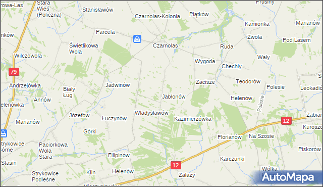 mapa Jabłonów gmina Policzna, Jabłonów gmina Policzna na mapie Targeo