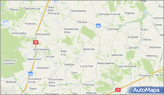 mapa Jadwinów gmina Policzna, Jadwinów gmina Policzna na mapie Targeo