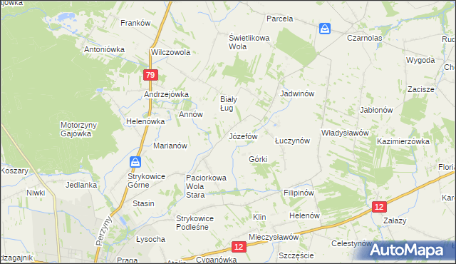 mapa Józefów gmina Zwoleń, Józefów gmina Zwoleń na mapie Targeo