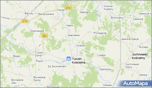 mapa Juraszki, Juraszki na mapie Targeo