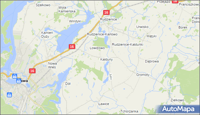 mapa Kałduny gmina Iława, Kałduny gmina Iława na mapie Targeo