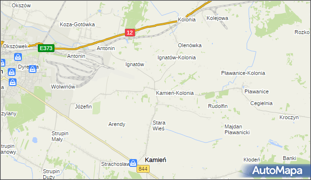 mapa Kamień-Kolonia gmina Kamień, Kamień-Kolonia gmina Kamień na mapie Targeo