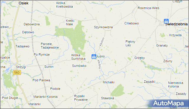 mapa Kłuśno, Kłuśno na mapie Targeo