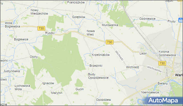 mapa Krześniaków, Krześniaków na mapie Targeo
