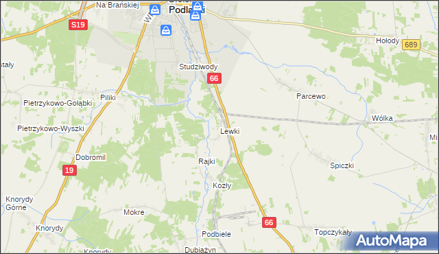 mapa Lewki gmina Bielsk Podlaski, Lewki gmina Bielsk Podlaski na mapie Targeo