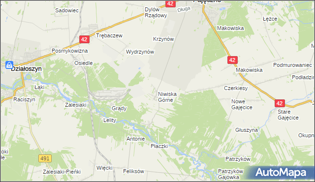 mapa Niwiska Górne, Niwiska Górne na mapie Targeo