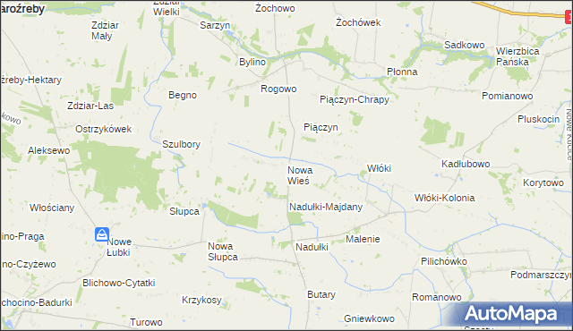 mapa Nowa Wieś gmina Staroźreby, Nowa Wieś gmina Staroźreby na mapie Targeo