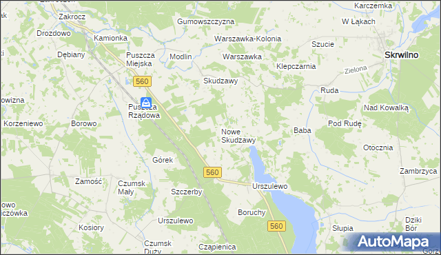 mapa Nowe Skudzawy, Nowe Skudzawy na mapie Targeo