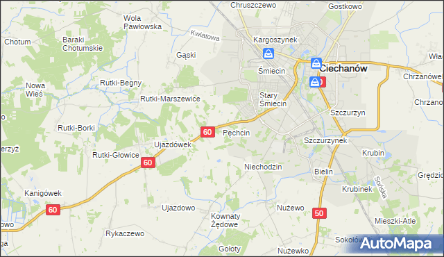 mapa Pęchcin, Pęchcin na mapie Targeo