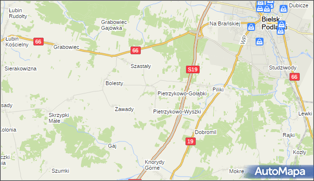mapa Pietrzykowo-Gołąbki, Pietrzykowo-Gołąbki na mapie Targeo