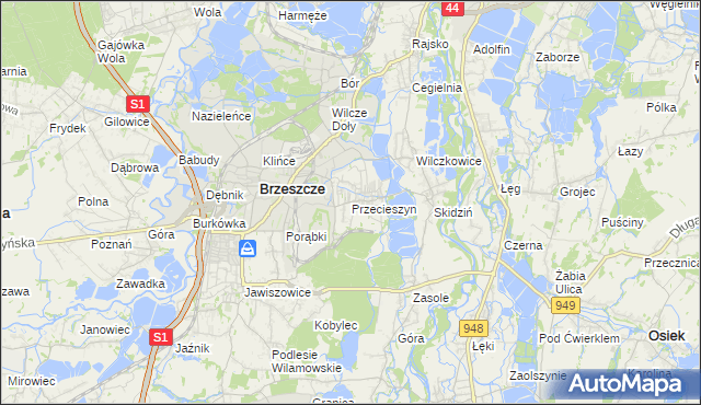 mapa Przecieszyn, Przecieszyn na mapie Targeo