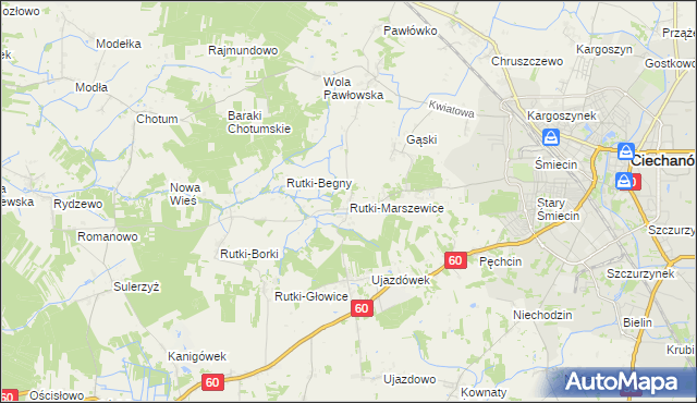 mapa Rutki-Marszewice, Rutki-Marszewice na mapie Targeo