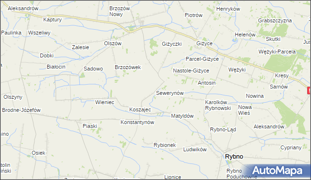 mapa Sewerynów gmina Iłów, Sewerynów gmina Iłów na mapie Targeo