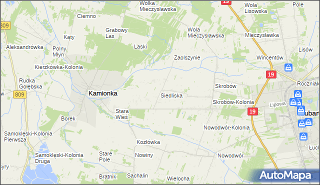 mapa Siedliska gmina Kamionka, Siedliska gmina Kamionka na mapie Targeo