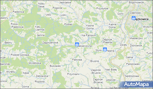 mapa Siekierczyna gmina Ciężkowice, Siekierczyna gmina Ciężkowice na mapie Targeo