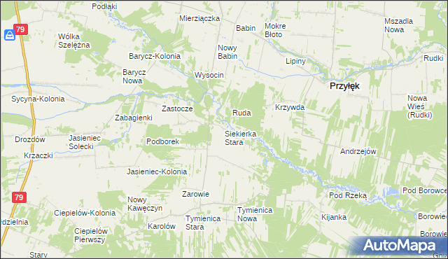 mapa Siekierka Stara, Siekierka Stara na mapie Targeo