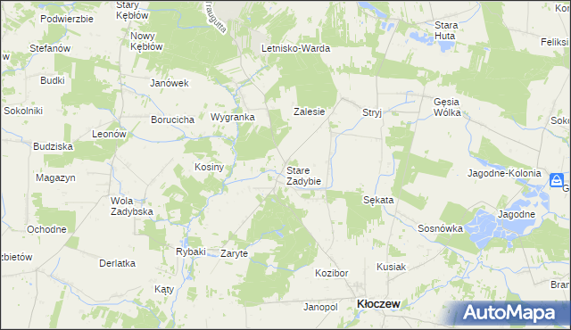 mapa Stare Zadybie, Stare Zadybie na mapie Targeo