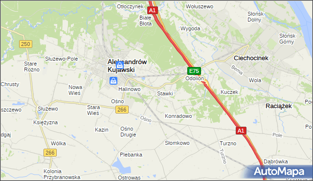 mapa Stawki gmina Aleksandrów Kujawski, Stawki gmina Aleksandrów Kujawski na mapie Targeo