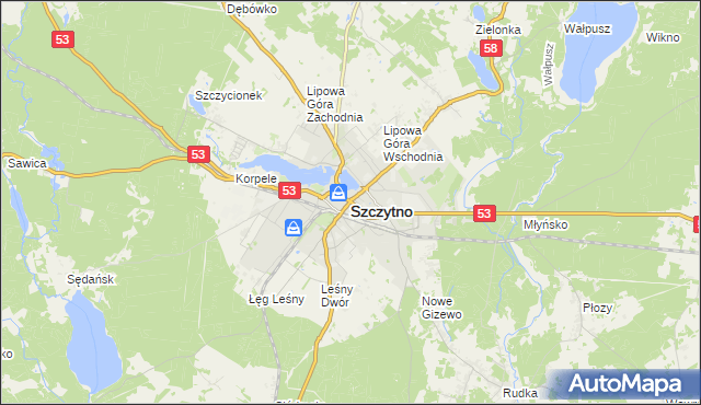 mapa Szczytno, Szczytno na mapie Targeo