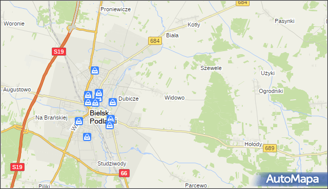 mapa Widowo, Widowo na mapie Targeo