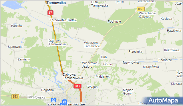 mapa Wieprzów Ordynacki, Wieprzów Ordynacki na mapie Targeo