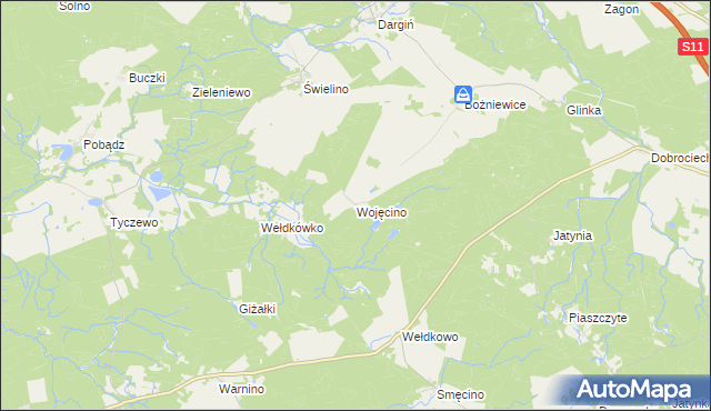 mapa Wojęcino, Wojęcino na mapie Targeo