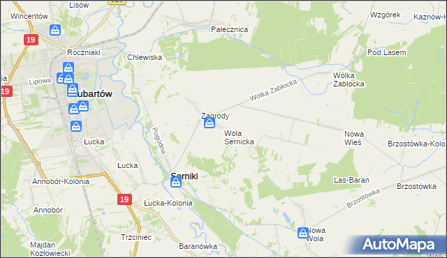mapa Wola Sernicka, Wola Sernicka na mapie Targeo