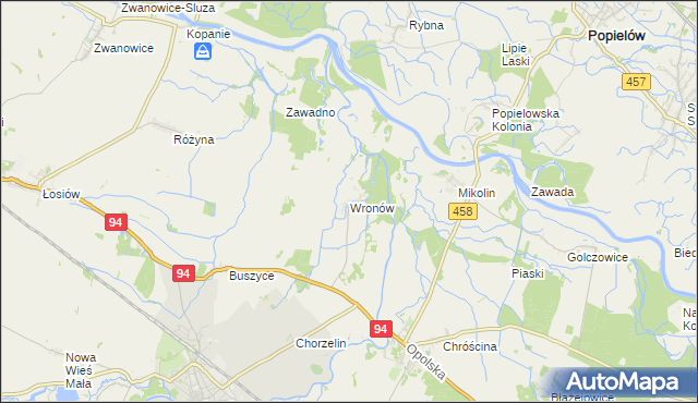 mapa Wronów gmina Lewin Brzeski, Wronów gmina Lewin Brzeski na mapie Targeo
